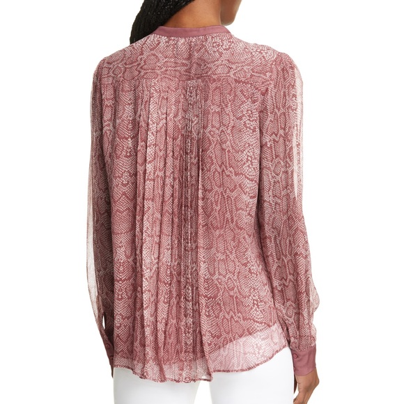 JOIE Tassa Silk Blouse Snakeskin Print Top Laurel - Picture 2 of 12